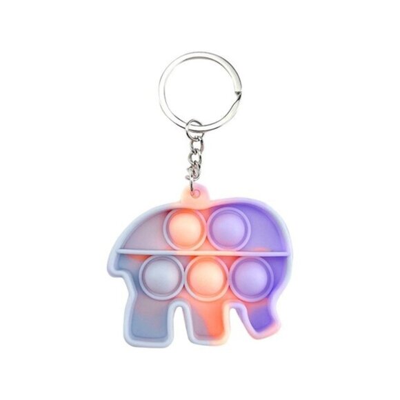 Pop It | Tie Dye Elephant Pop It Fidget Silicone Keychain - Picture 1 of 7